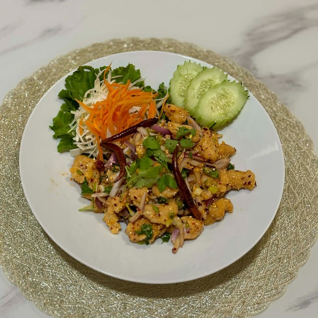Crispy Chicken Larb Salad.