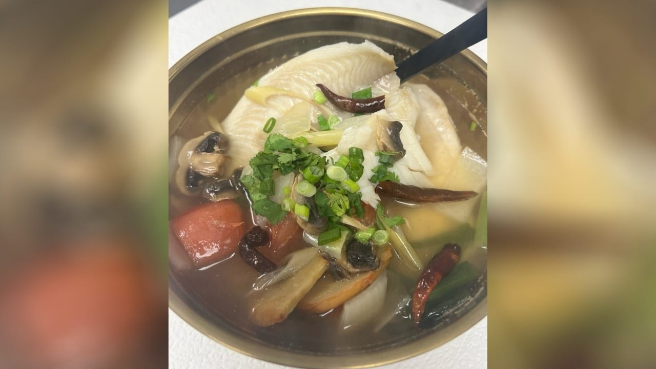 Tom Yum (Tilapia Fish) Clear Soup.