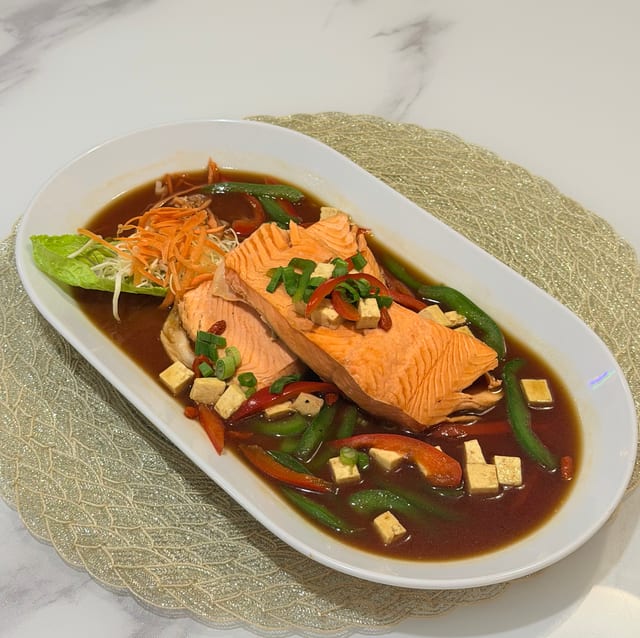 Steamed Salmon.