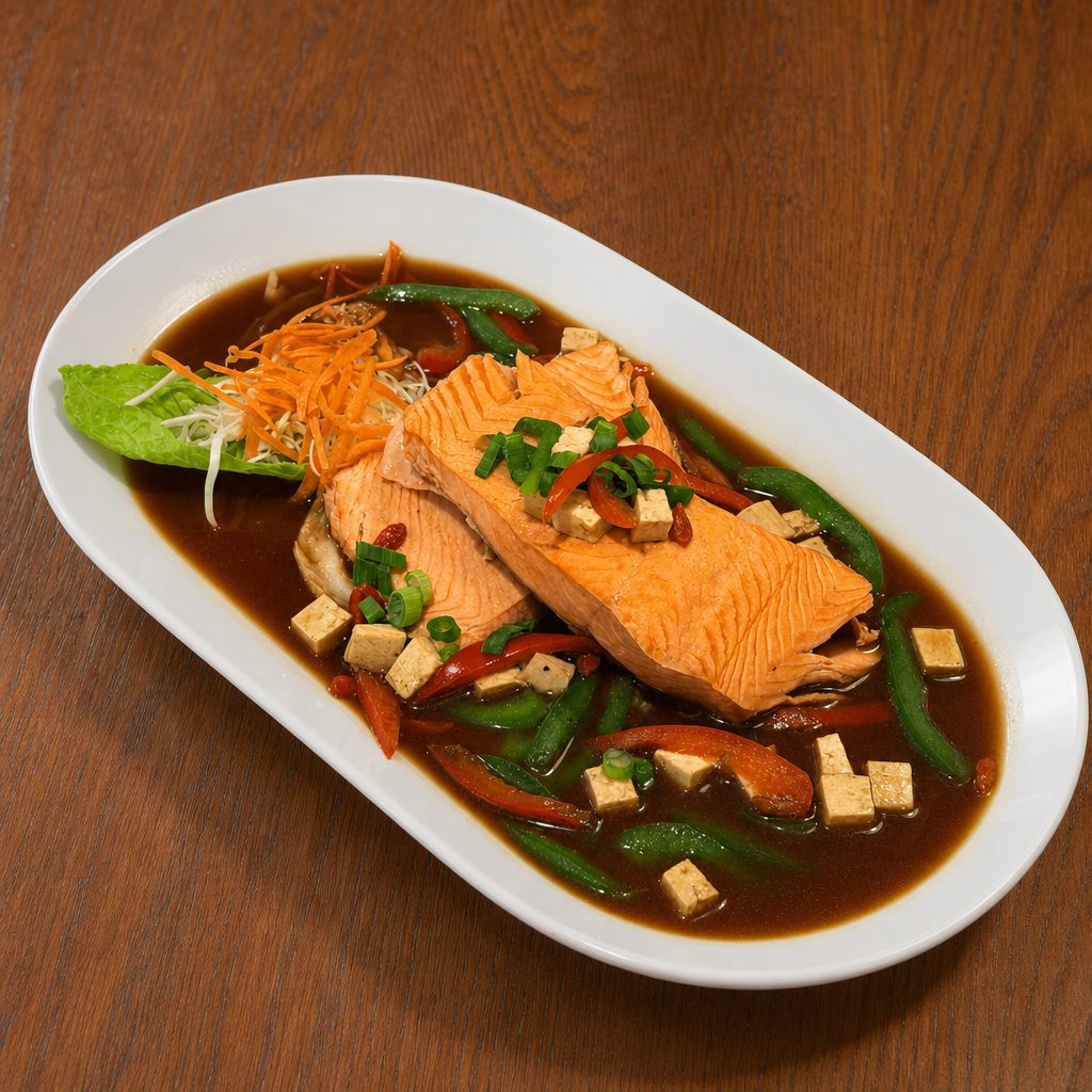 Steamed Salmon.