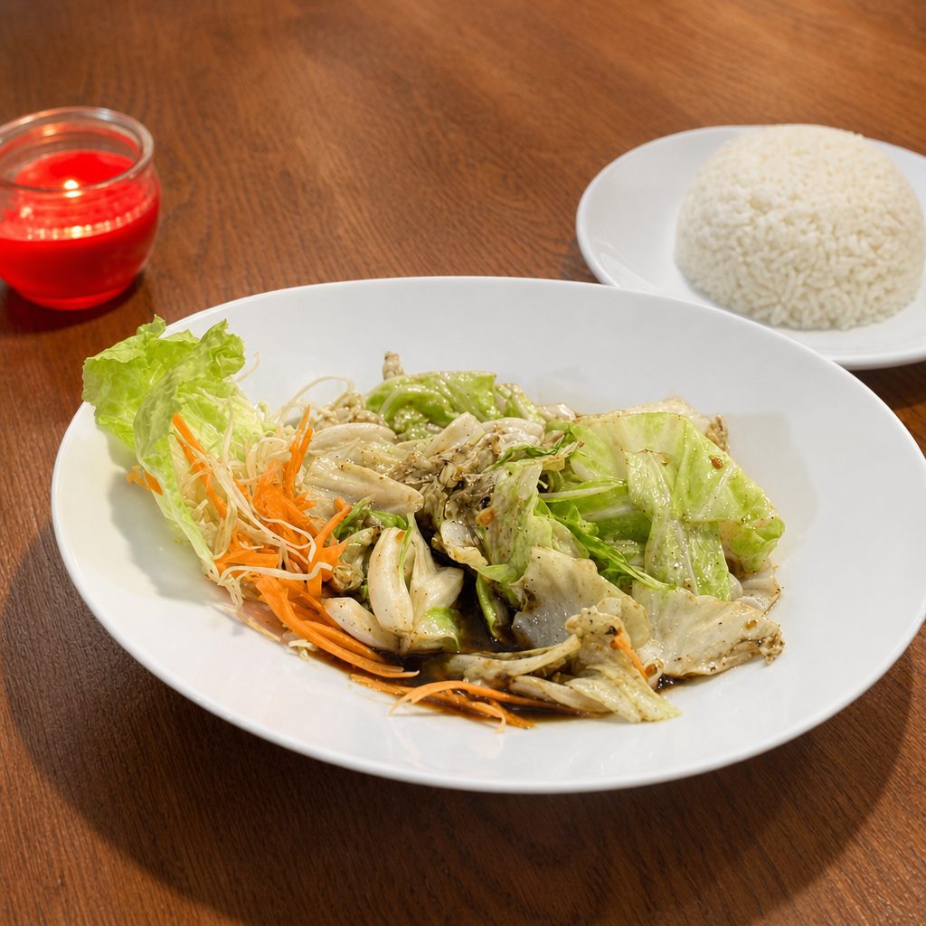 Stir Fried Garlic with Cabbage.