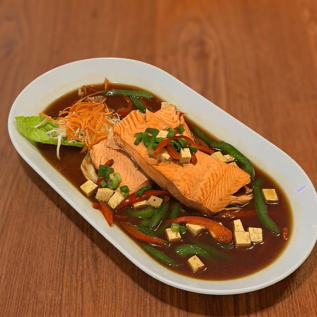 Steamed Salmon.